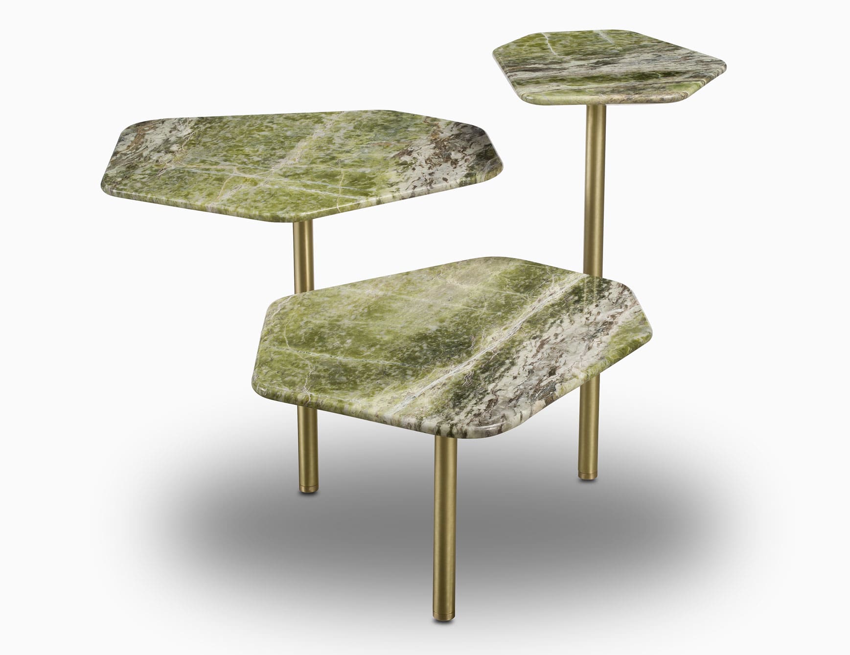 Molecole A contemporary Italian side table with green Irish Green marble